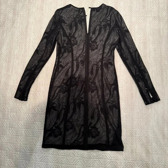 Black Embroidered Long Sleeve Holiday Dress, Reiss, US 2 - Picture 4 of 5